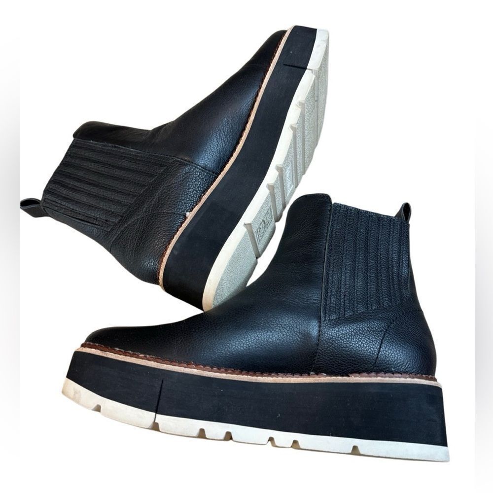 Dolce Vita Trevor 6 Black Leather Platform Boots - Picture 3 of 10